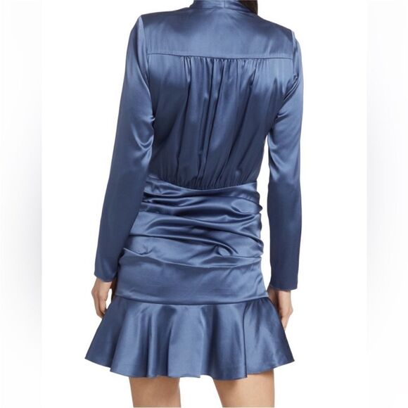 Veronica Beard - Agatha Steel Blue Silk Mini Dress-H17 - Picture 4 of 12